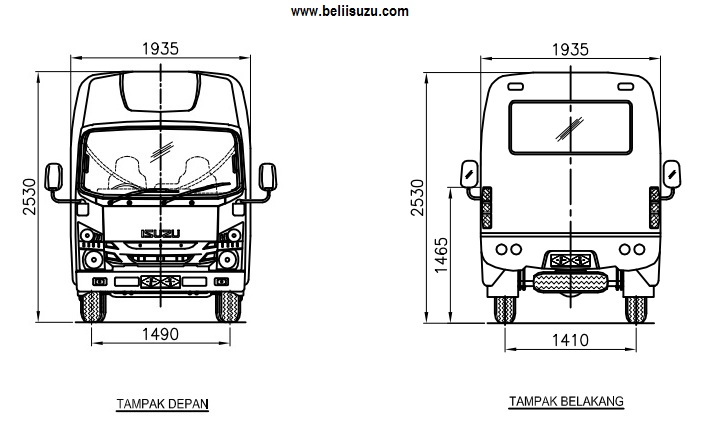 dimensi isuzu NLR B L MANHAUL